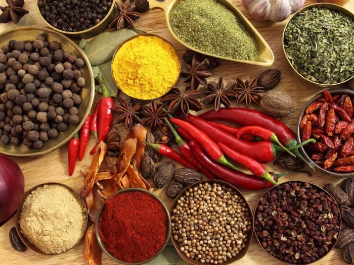 a photo of herbs and spices used in curry making